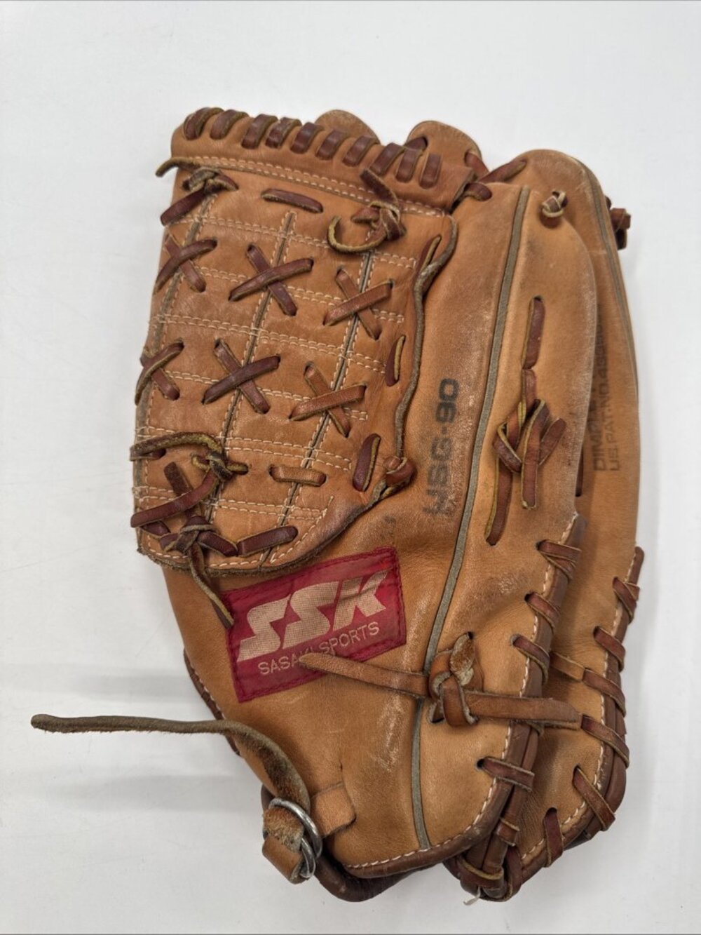 Vintage SSK Dimple II USG-90 Baseball Glove RHT Tan Steerhide Leather Mens 11.5